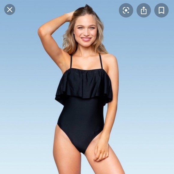 **WHITE** Women’s Ruffle Bandeau One-Piece - Picture 1 of 5